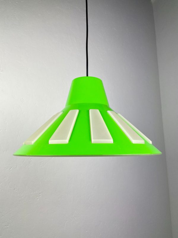 Rare Massive space age pendent lamp - 70's echt vintage lime green UFO light - 1970 Belgium lighting echtvintage