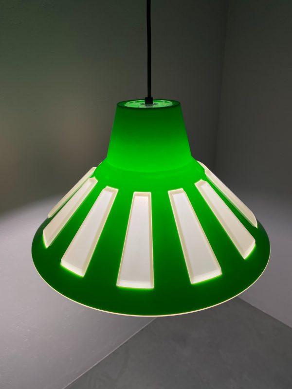 Rare Massive space age pendent lamp - 70's echt vintage lime green UFO light - 1970 Belgium lighting echtvintage