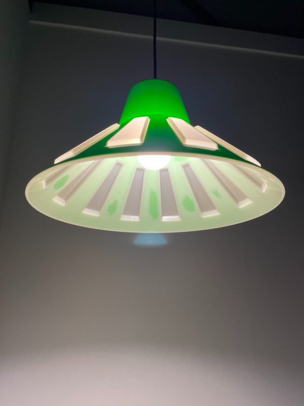 Rare Massive space age pendent lamp - 70's echt vintage lime green UFO light - 1970 Belgium lighting echtvintage