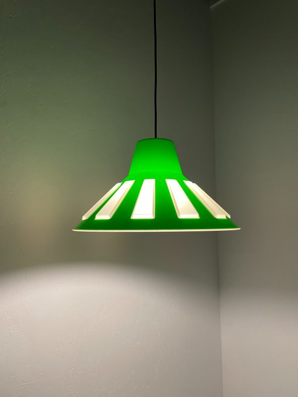 Rare Massive space age pendent lamp - 70's echt vintage lime green UFO light - 1970 Belgium lighting echtvintage