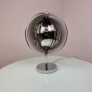 echtvintage echt Rare moon lamp - chrome metal table light - modern 80's vintage - Kare design - Verner Panton - DOM Christian Koban space age