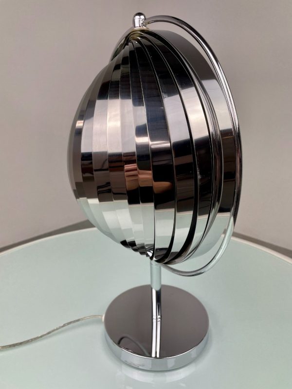 echtvintage echt Rare moon lamp - chrome metal table light - modern 80's vintage - Kare design - Verner Panton - DOM Christian Koban space age