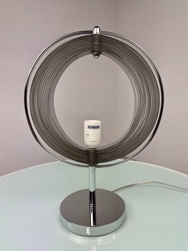 echtvintage echt Rare moon lamp - chrome metal table light - modern 80's vintage - Kare design - Verner Panton - DOM Christian Koban space age