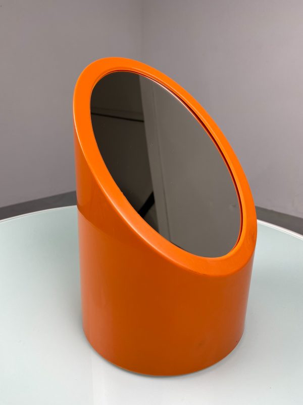 Space age plastic mirror - echt Vintage 70s orange pop art oblique mirror echtvintage
