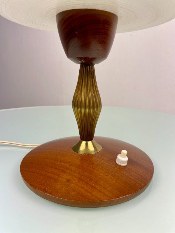 Mid century lamp by Massive - 60's table light -echt vintage desk lighting - wood brass glass echtvintage