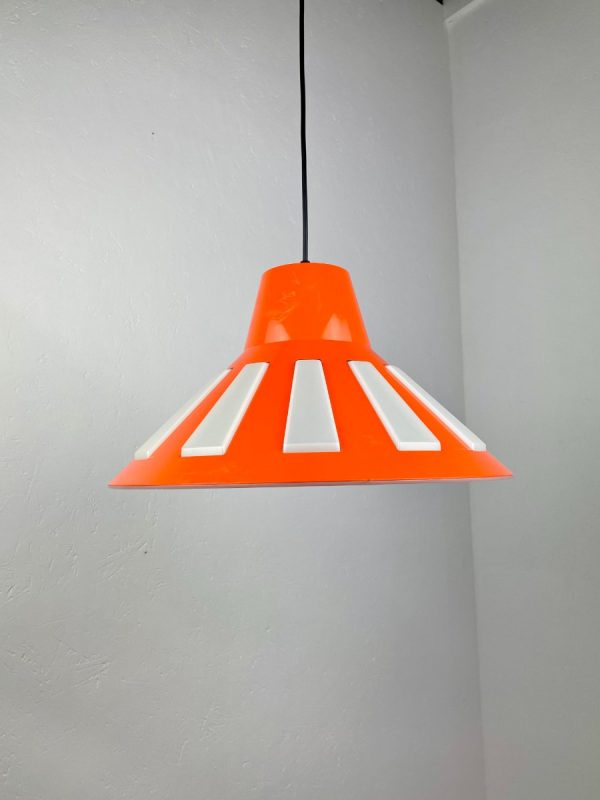 Rare Massive space age pendent lamp - 70's echt vintage orange UFO light - 1970 Belgium lighting echtvintage