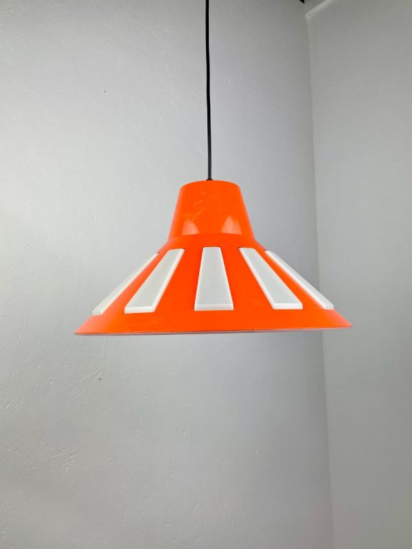 Rare Massive space age pendent lamp - 70's echt vintage orange UFO light - 1970 Belgium lighting echtvintage