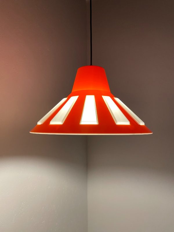 Rare Massive space age pendent lamp - 70's echt vintage orange UFO light - 1970 Belgium lighting echtvintage