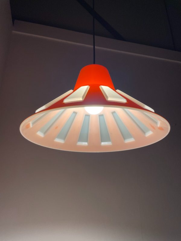 Rare Massive space age pendent lamp - 70's echt vintage orange UFO light - 1970 Belgium lighting echtvintage