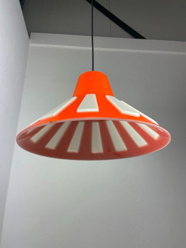 Rare Massive space age pendent lamp - 70's echt vintage orange UFO light - 1970 Belgium lighting echtvintage