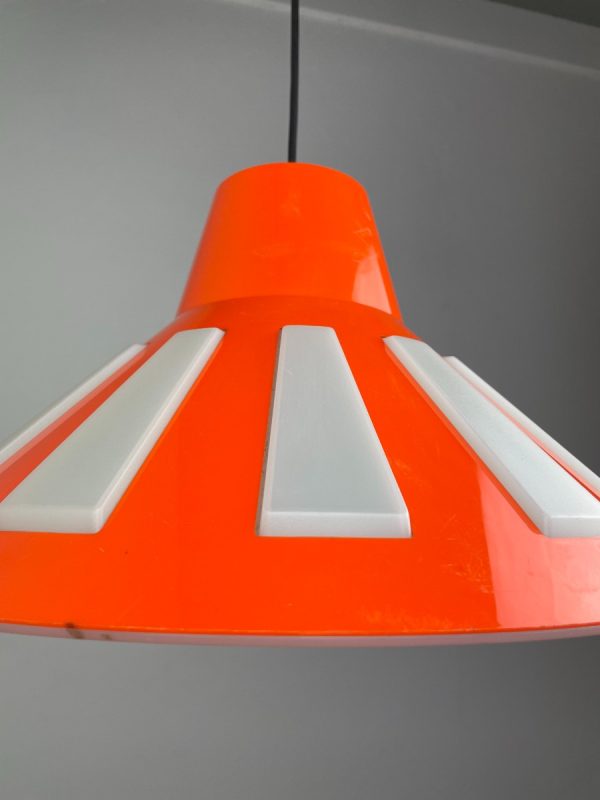 Rare Massive space age pendent lamp - 70's echt vintage orange UFO light - 1970 Belgium lighting echtvintage