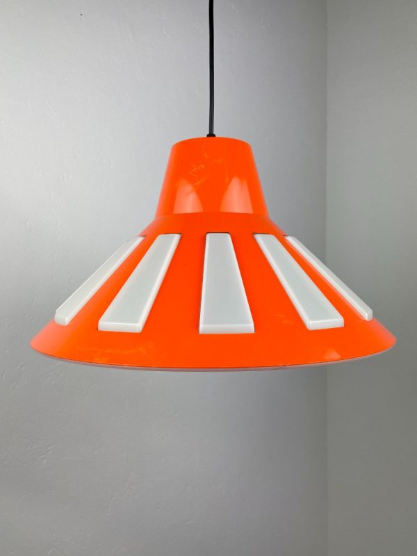 Rare Massive space age pendent lamp - 70's echt vintage orange UFO light - 1970 Belgium lighting echtvintage