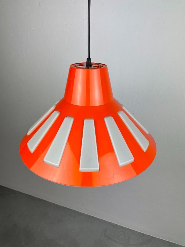 Rare Massive space age pendent lamp - 70's echt vintage orange UFO light - 1970 Belgium lighting echtvintage