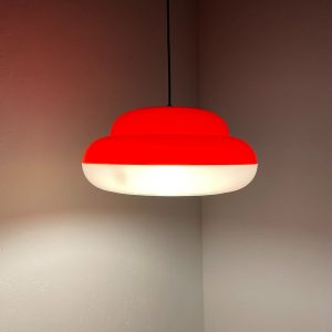 Space age pendent lamp -echt vintage 70s orange UFO light by Massive Belgium lighting - Very rare - plastic two tone colour echtvintage