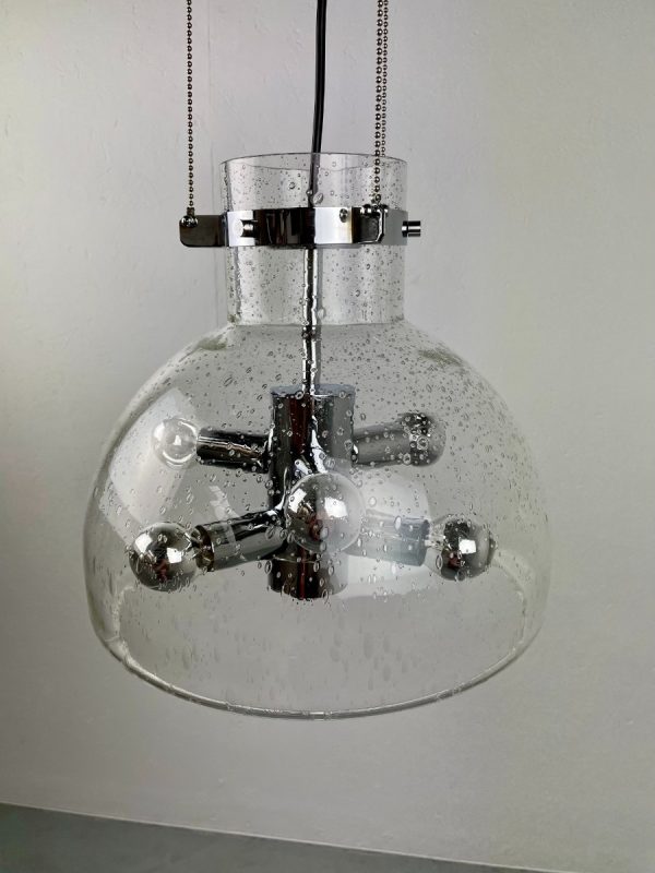 Vintage 1970s high quality glass hanging lamp - Limburg Glashutte lighting - rare 70s space age sputnik 6light echtvintage echt raindrops