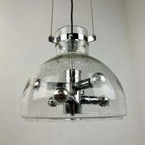 Vintage 1970s high quality glass hanging lamp - Limburg Glashutte lighting - rare 70s space age sputnik 6light echtvintage echt raindrops