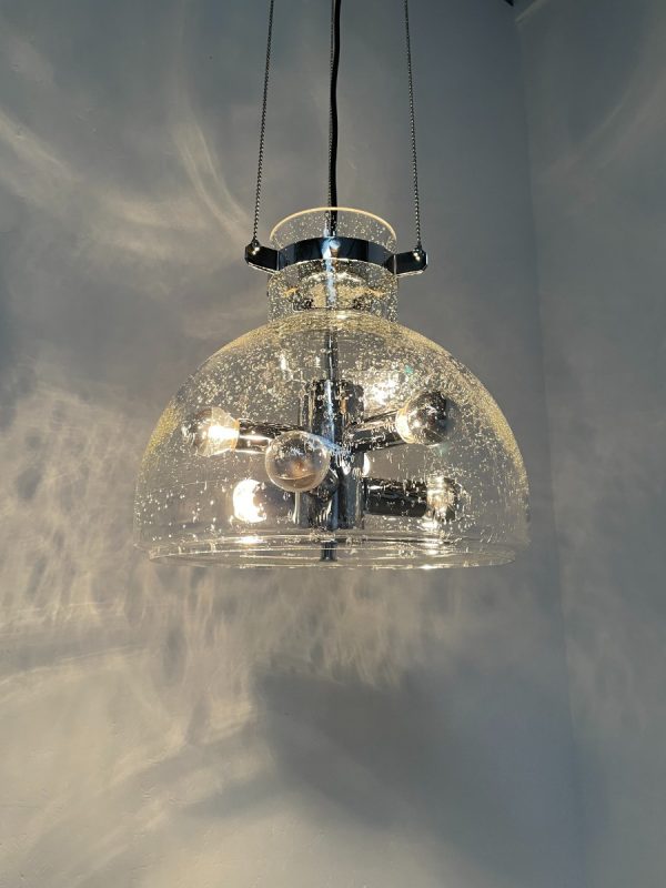Vintage 1970s high quality glass hanging lamp - Limburg Glashutte lighting - rare 70s space age sputnik 6light echtvintage echt