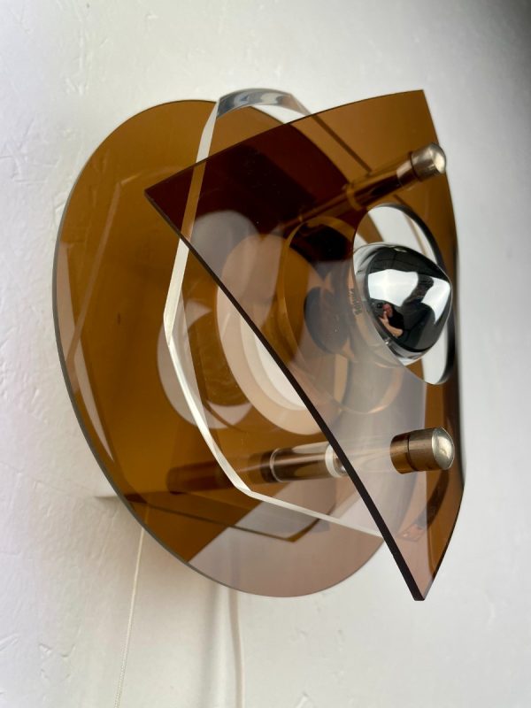 echt Vintage Herda space age plexiglass 70's wall light - 70s perspex lamp - rare Dutch plastic design lighting echtvintage