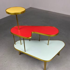 echt Vintage 1950s / 1960s plant stand - 3 Tier Mid century formica site table, 50s / 60s rare stacking rack echtvintage