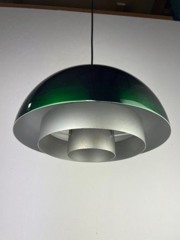 echt Vintage 1970s Lyfa Milieu lamp - 1960s Jo Hammerborg light - rare green Aluminium metal lighting echtvintage
