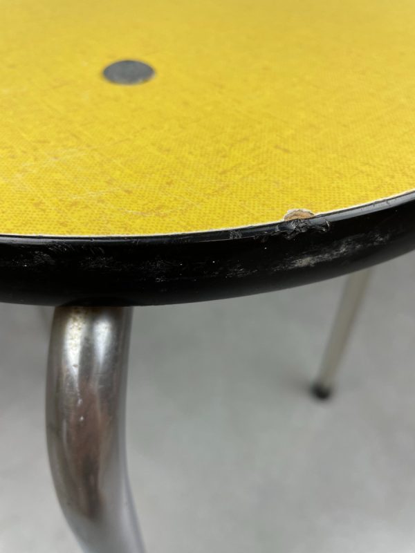 echt Vintage 1970s formica stool - 70s Dutch yellow retro metal minimalistic tripod design chair echtvintage