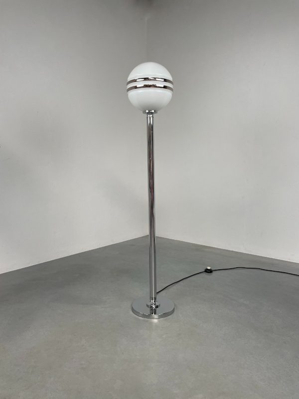 echtvintage Space age 1960s floor lamp - Germany chrome glass sphere light - rare 60s vintage modern lighting real