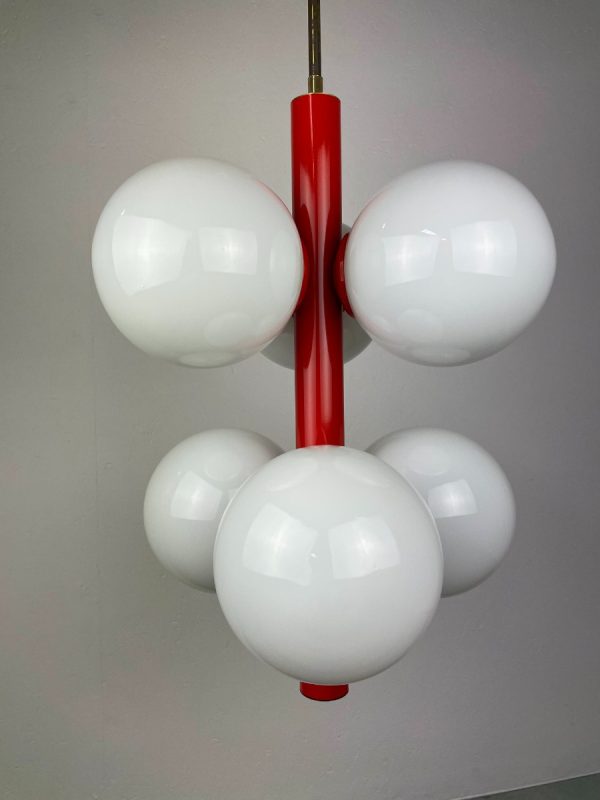 Vintage space age ceiling lamp - 1960s glass sphere 6 light - Richard Essig Germany lighting - pop art hanging lamp echtvintage real