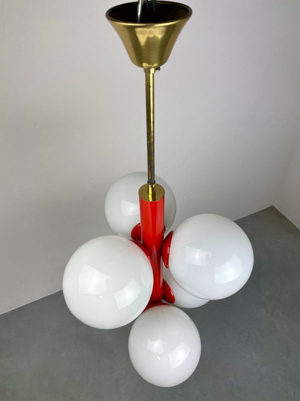 Vintage space age ceiling lamp - 1960s glass sphere 6 light - Richard Essig Germany lighting - pop art hanging lamp echtvintage real