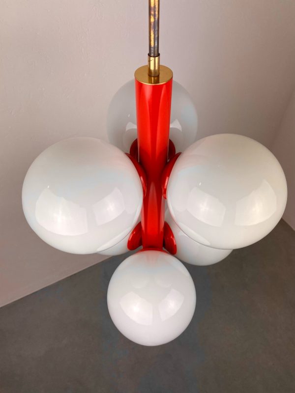 Vintage space age ceiling lamp - 1960s glass sphere 6 light - Richard Essig Germany lighting - pop art hanging lamp echtvintage real