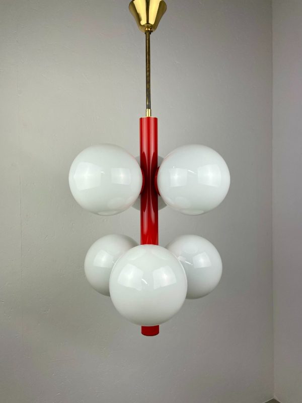 Vintage space age ceiling lamp - 1960s glass sphere 6 light - Richard Essig Germany lighting - pop art hanging lamp echtvintage real