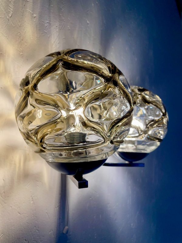 Doria Lichtenwerken amber Murano glass design wall lamp - vintage 60's twin light - Mid Century echtvintage echt