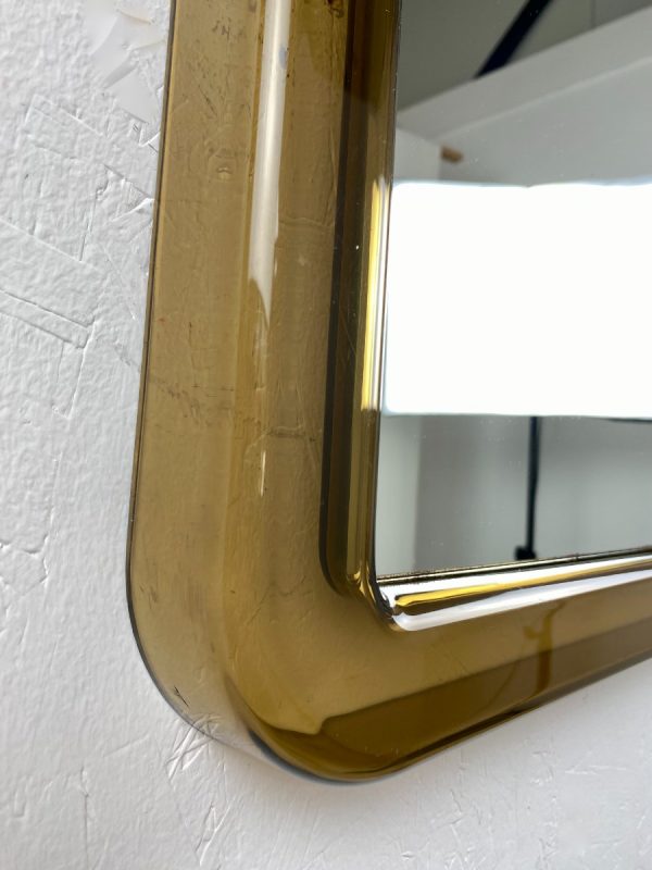 Rare large vintage plexiglass square mirror - Space Age brown 70's Mirror - Translucent retro mirror echtvintage echt real