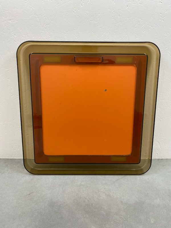 Rare large vintage plexiglass square mirror - Space Age brown 70's Mirror - Translucent retro mirror echtvintage echt real