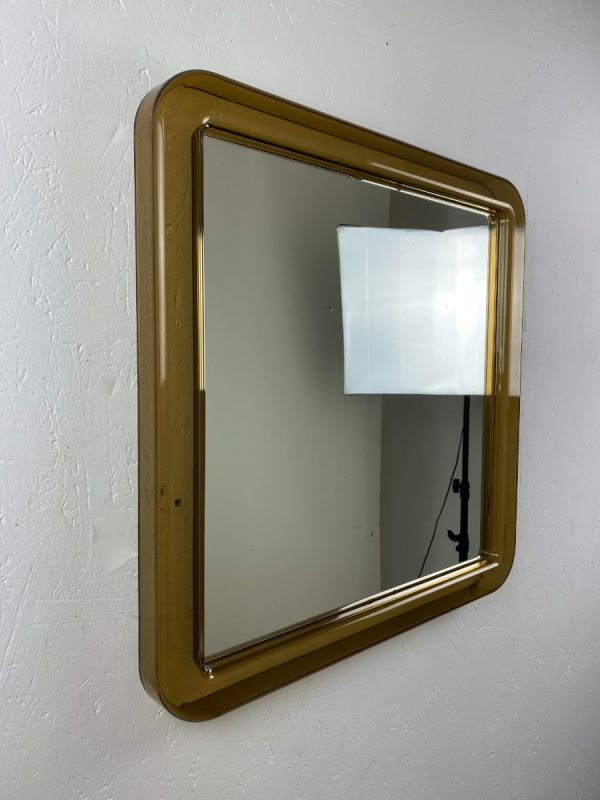 Rare large vintage plexiglass square mirror - Space Age brown 70's Mirror - Translucent retro mirror echtvintage echt real