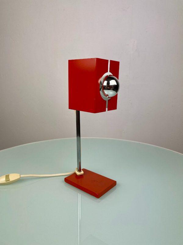 Vintage 1960s modern desk light - 60s orange chrome metal table lamp - space age design lighting echtvintage real vintage