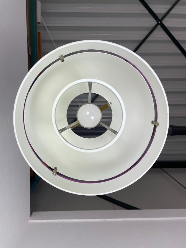 echtvintage echt Vintage 1960s space age hanging lamp - rare modern 60s Aluminium pendant light - white purple chrome metal