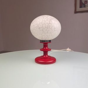 Vintage 1970s glass table lamp - retro red white desk light - rare Germany lighting echtvintage echt real