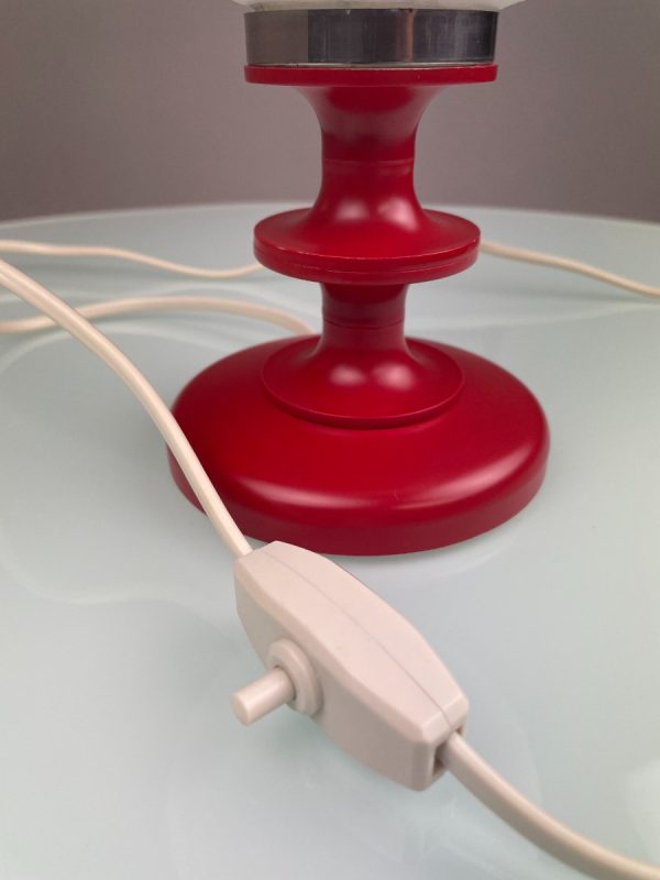 Vintage 1970s glass table lamp - retro red white desk light - rare Germany lighting echtvintage echt real