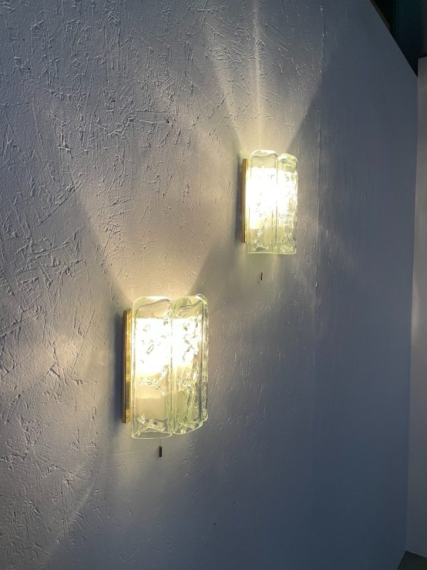 Vintage Doria Leuchten wall lamp set - 1960s handmade special glass lighting - chic Germany lights echtvintage real