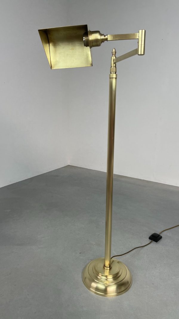 Vintage brass floor lamp - 1970s classic metal design light - Florian Schulz - non ferro lighting - reading lamp echtvintage real