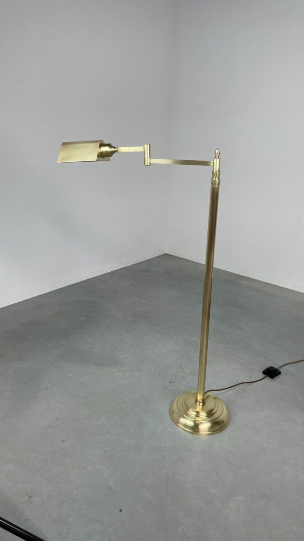 Vintage brass floor lamp - 1970s classic metal design light - Florian Schulz - non ferro lighting - reading lamp echtvintage real