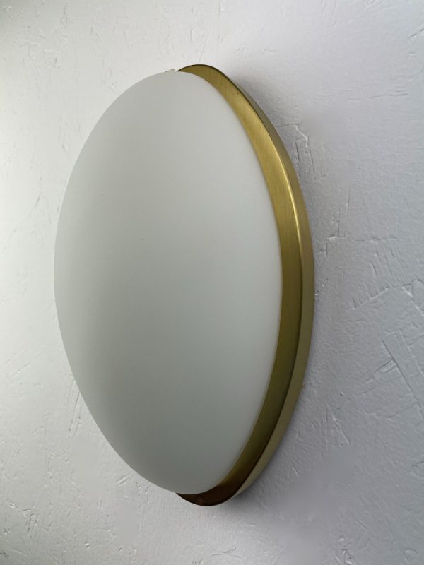 vintage Peill & Putzler wall lamp set - 80's Germany bath mirror opal glass brass light