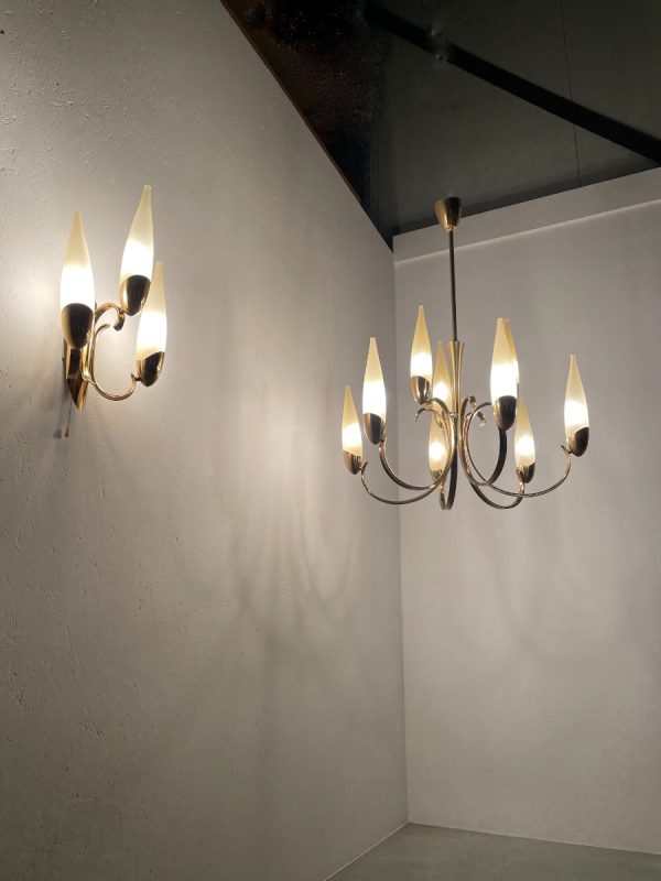 Hollywood Regency wall light - vintage 1960s brass lamp - metal glass 3light echtvintage echt real