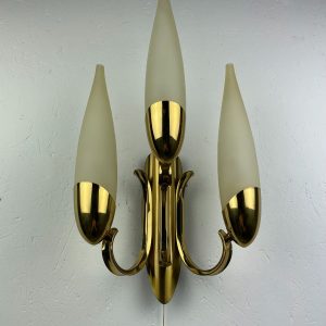 Hollywood Regency wall light - vintage 1960s brass lamp - metal glass 3light echtvintage echt real