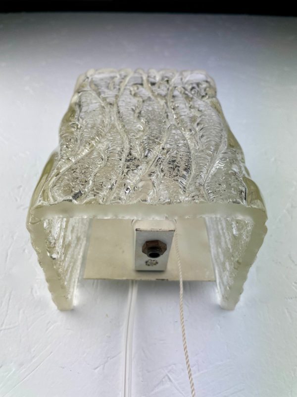 Vintage glass wall lamp - 1970s Kalmar light - 70s Austria lighting - drawstring echtvintage echt