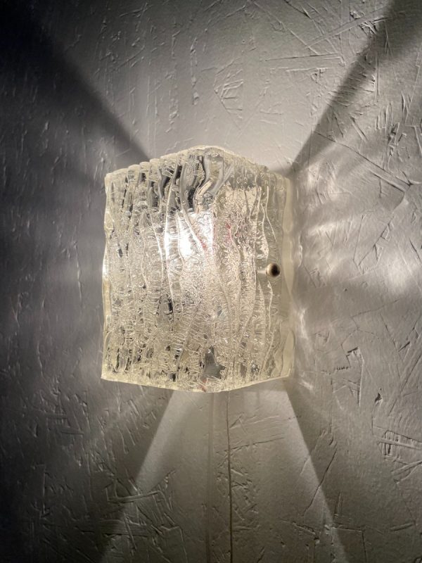Vintage glass wall lamp - 1970s Kalmar light - 70s Austria lighting - drawstring echtvintage echt