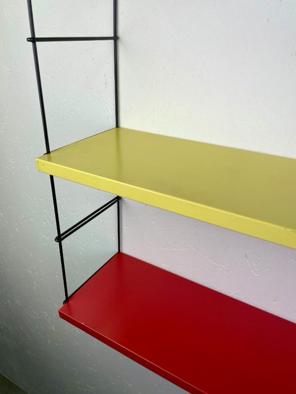 Vintage metal wall rack - original 60s / 70s design shelf - industrial modern Dutch bookshelf echtvintage echt real