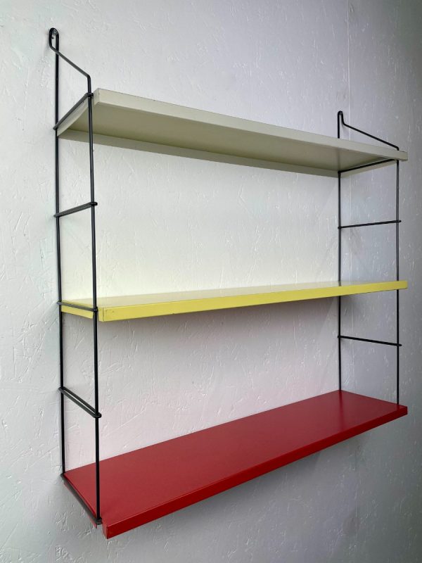 Vintage metal wall rack - original 60s / 70s design shelf - industrial modern Dutch bookshelf echtvintage echt real