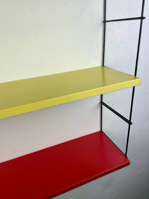 Vintage metal wall rack - original 60s / 70s design shelf - industrial modern Dutch bookshelf echtvintage echt real