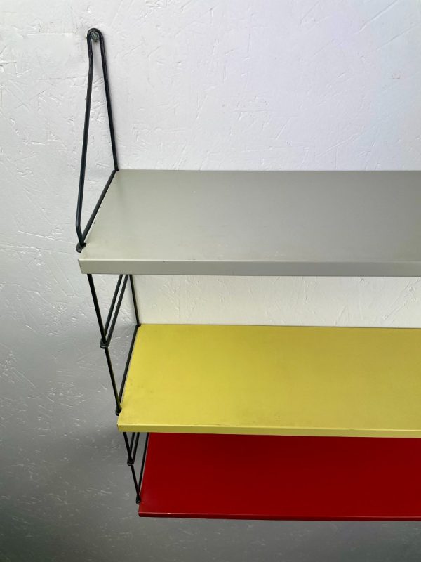 Vintage metal wall rack - original 60s / 70s design shelf - industrial modern Dutch bookshelf echtvintage echt real